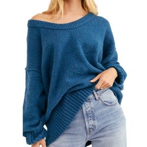 Free People Brookside Tunic Sweater In Halcyon Blue size small